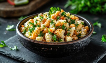 A bowl of food with a lot of vegetables and a few pieces of meat