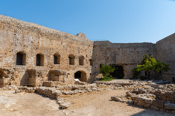 Chlemoutsi (Clermont) castle in Kyllini town, Peloponnese, Greece