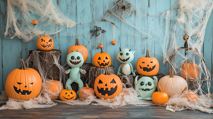 Spooky pumpkin display