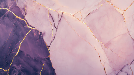 Naklejka premium A close-up view of elegant purple and pink marble with stunning golden veining, perfect for backgrounds, wallpapers, or design projects.