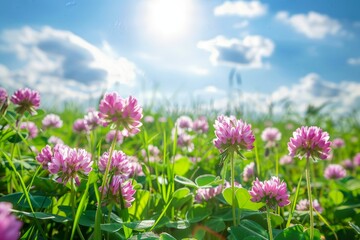 Obraz premium Vibrant Pink Clover Flowers in a Sunny Meadow