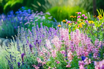 Obraz premium Vibrant Summer Garden Flowers in Bloom