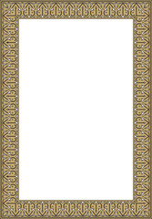 Vector gold with black Arabic national square ornament.  Ethnic rectangle, frame of eastern peoples. Persian painting