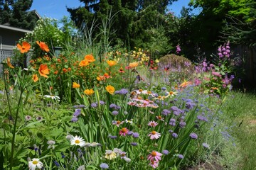 Obraz premium Vibrant Wildflowers in a Lush Summer Garden