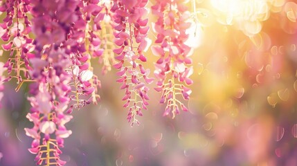 Fototapeta premium Wisteria Bloom in Soft Sunlight - Stunning Nature Photography