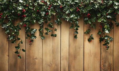 A wooden fence with ivy growing over it