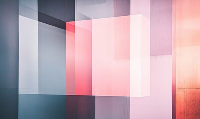 Obraz premium A colorful abstract painting with pink, blue, and white squares