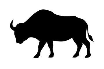 Buffalo silhouette on vector illustration