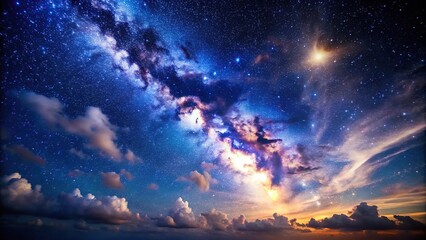Obraz premium starry night sky with clouds and Milky Way