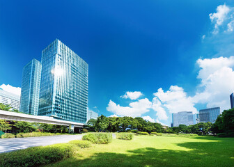 Obraz premium 青空と会社の建物