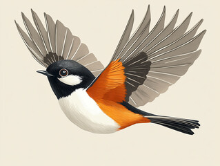 Obraz premium Illustration of a Bird in Flight with Wings Spread Wide