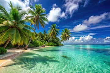 Tropical paradise with palm fringed beaches and turquoise water