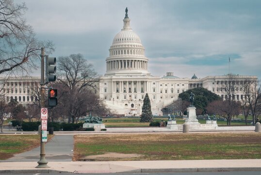 The White House is a large building with a clock tower