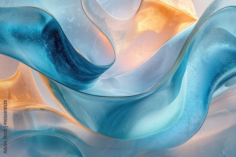 Poster abstract blue and orange waves forming a dynamic background