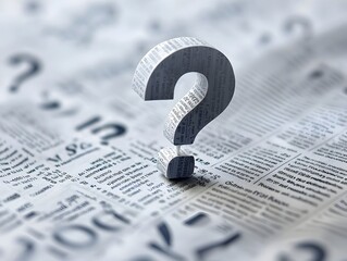 Question Mark on Financial Newspaper Amid Market Fluctuations Illustrating Economic Uncertainty