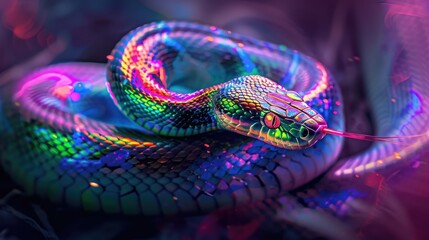 Beautiful snake with rainbow colors