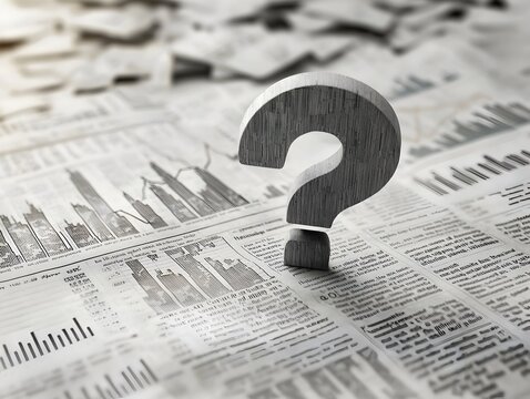 Financial Newspaper with Question Mark Amid Market Fluctuations