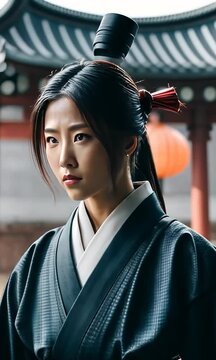Samurai woman with a katana.