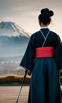 Samurai woman with a katana.
