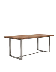 Modern Wooden Table with Sleek Metal Legs and Stylish Design