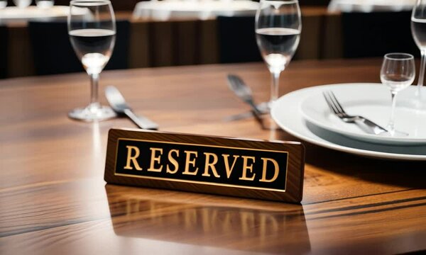 Reserved table sign in a restaurant.