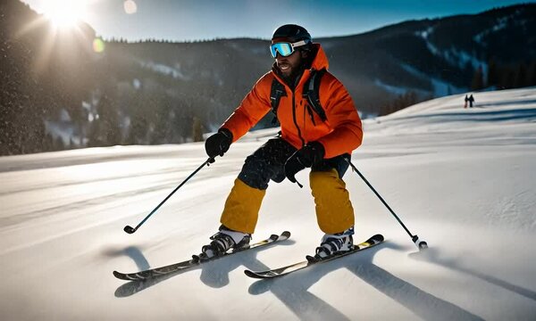 Black man skiing.