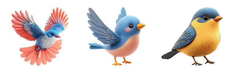 Obraz premium Colorful Birds on Transparent Background