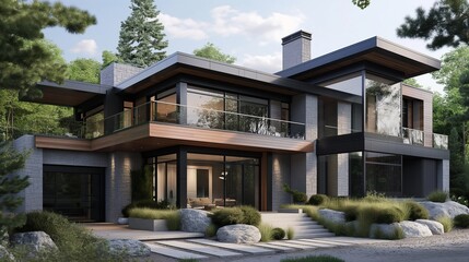 The front and interior designs of the residence