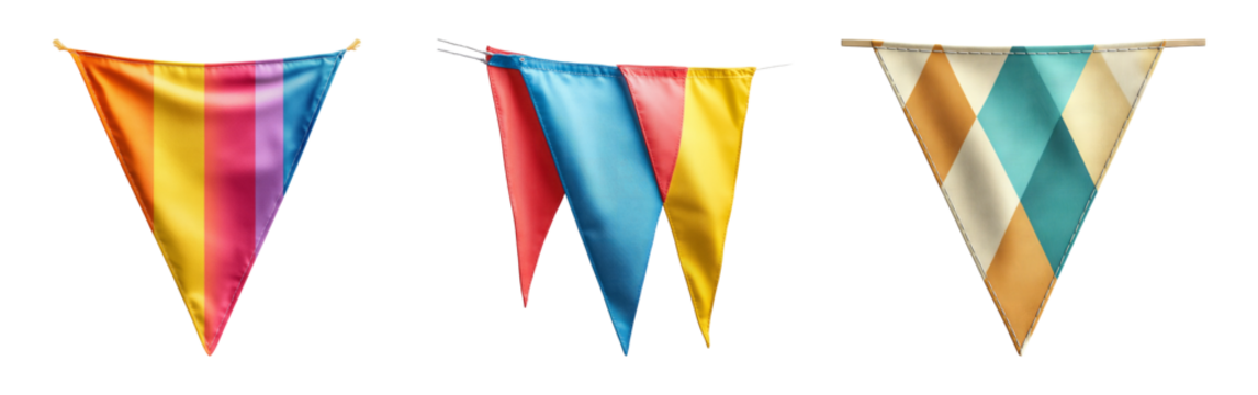 Colorful Bunting Flags on Transparent Background