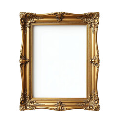 Ornate Gold Picture Frame with Empty Space for Artwork Display.
