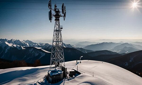 Telecommunications station on a mountain.
