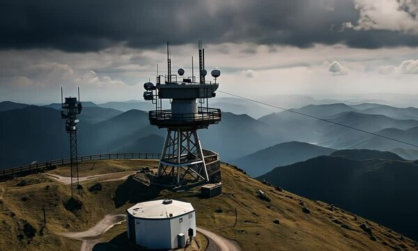 Telecommunications station on a mountain.