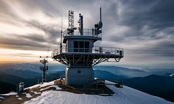 Telecommunications station on a mountain.