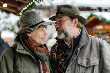 Fototapeta premium A man and a woman standing side by side, possibly in love or friendship