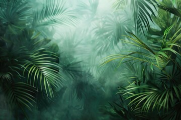 Jungle landscape with palm trees, suitable for travel or nature themes