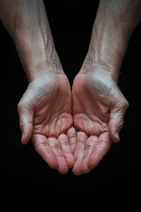 Fototapeta premium A person's hands grasping an item aloft, possibly during a celebration or ceremony