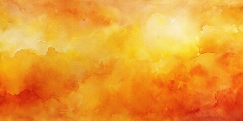 Wide-Angle abstract orange yellow watercolor background wallpaper