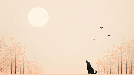 Charming Werewolf Howling at Moon in Playful Forest Setting