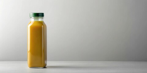 Wide-angle mock up of detox juice bottle on neutral background