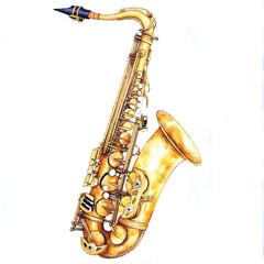 Naklejka premium Saxophone watercolor clipart illustration