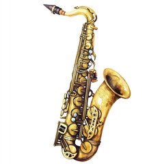 Naklejka premium Saxophone watercolor clipart illustration