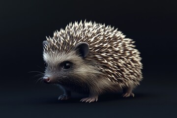 Fototapeta premium A close-up shot of a hedgehog on a dark backdrop