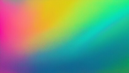 Obraz premium vibrant grainy gradient background with abstract noise texture in turquoise, green, yellow, blue, and pink, perfect for retro-inspired poster and banner designs