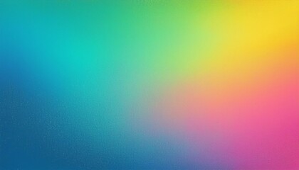 Obraz premium vibrant grainy gradient background with abstract noise texture in turquoise, green, yellow, blue, and pink, perfect for retro-inspired poster and banner designs