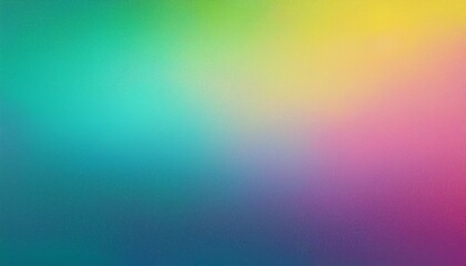 Obraz premium vibrant grainy gradient background with abstract noise texture in turquoise, green, yellow, blue, and pink, perfect for retro-inspired poster and banner designs