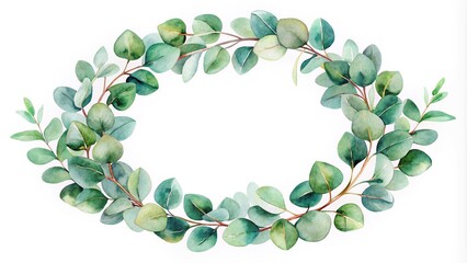 watercolor foliage wreath with eucalyptus