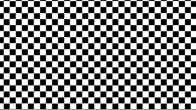 Black and white moving checkboard animation background 