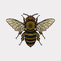 bee wasp artwork colored hand drawn illustration