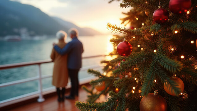 Happy holiday cruise with copy space