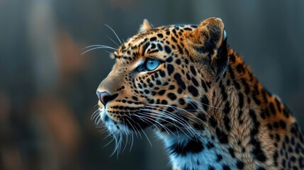 Obraz premium Majestic jaguar with piercing eyes and a dark blue nose, looking directly at the camera.